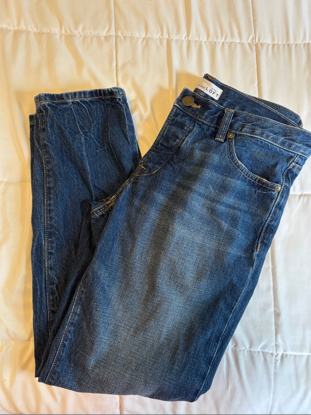 LOFT Boyfriend Jeans in Dark Blue Wash